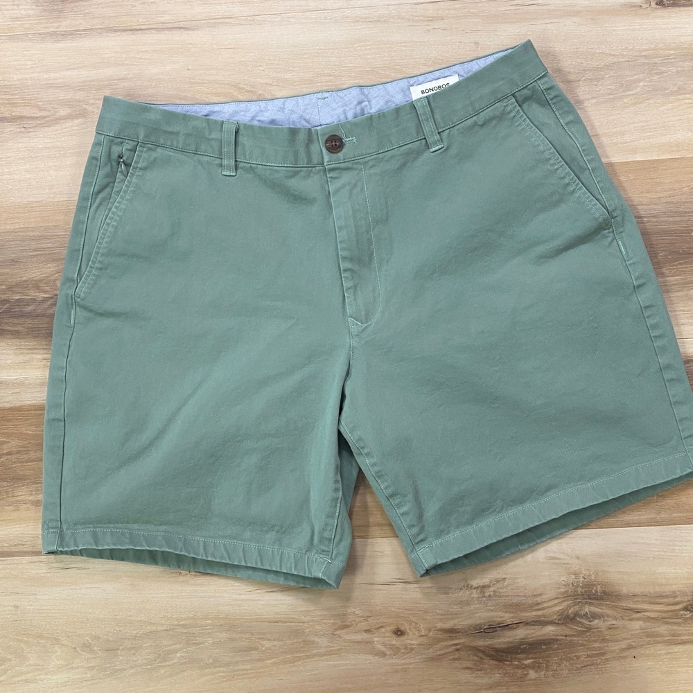 Bonobos Chino Shorts 35 Stretch Athletic Fit 7 Inseam Green Cotton Blend